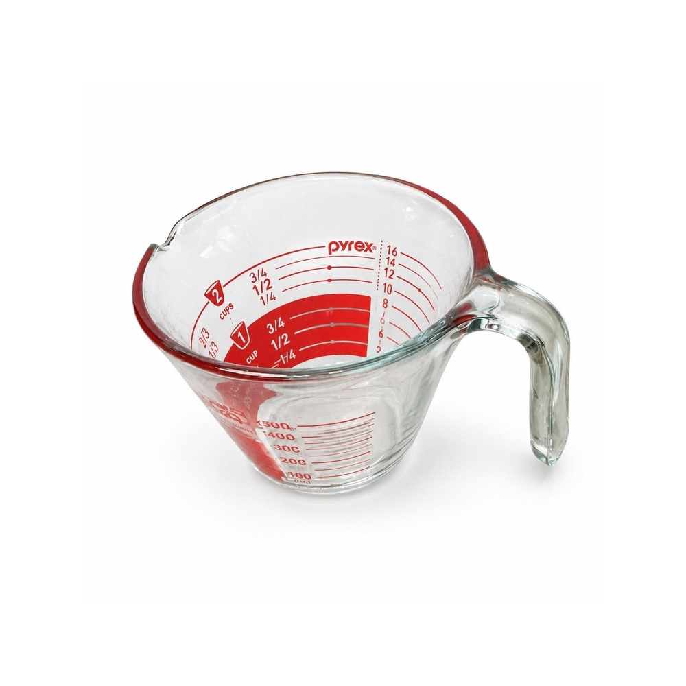 Vintage 1980s Pyrex 2 Cup Measuring Cup Red Reverse Read Made in USA